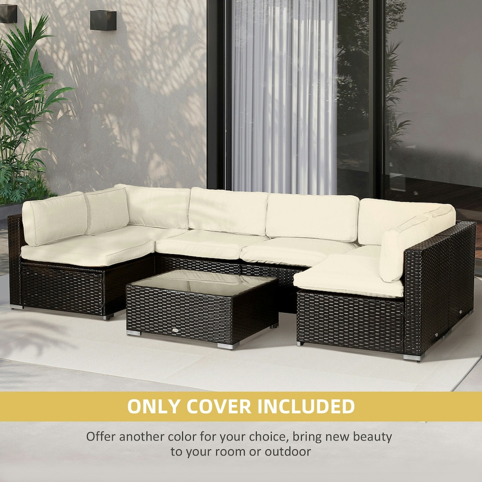 image 1 of Outsunny Garden Rattan Sofa Set Polyester Cover Replacement No Cushion Cream