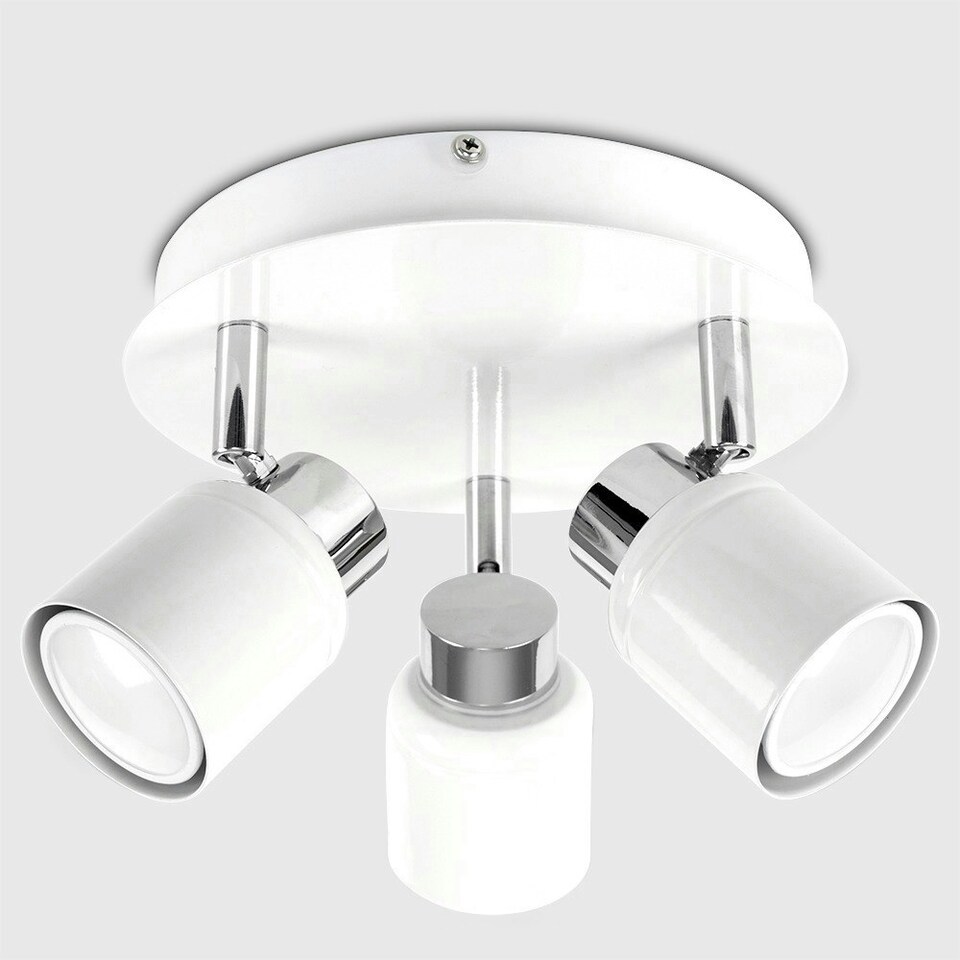 image 1 of ValueLights Benton White IP44 Round Adjustable Ceiling Light White