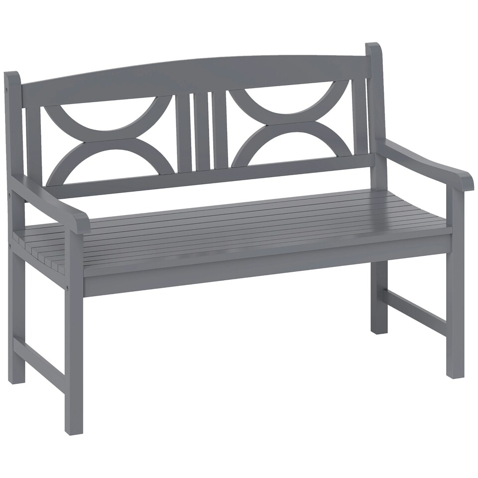 image 1 of Outsunny 2-Seater Wooden Garden Bench Outdoor Patio Loveseat Grey