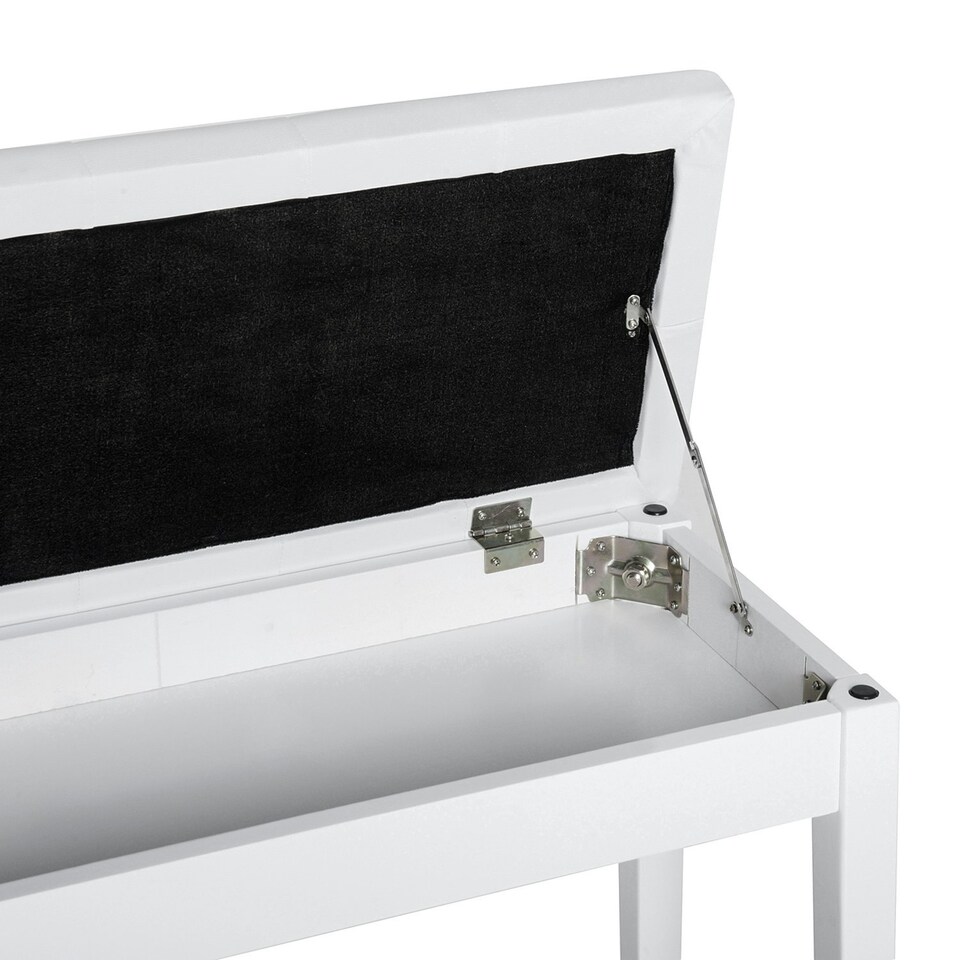 image 1 of HOMCOM Classic Piano Bench Padded Seat Wooden Makeup Stool, White