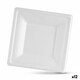 image 1 of Plate set Algon Disposable White Sugar Cane Squared 16 cm (12 Units) N/A