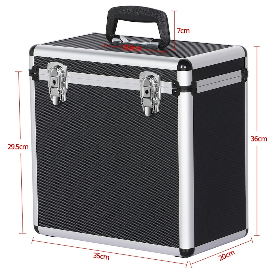 image 1 of Yaheetech Vinyl Storage Case with Lockable Latches Black Black