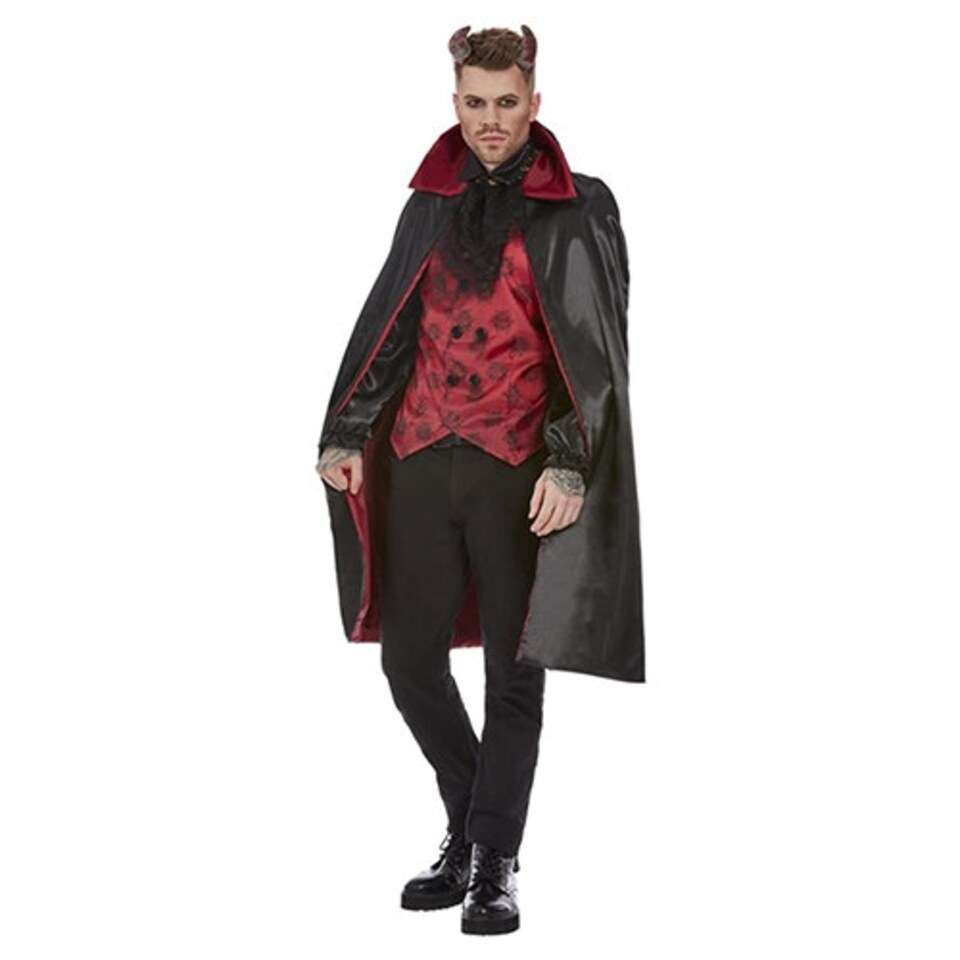 image 1 of Red & Black Devil Fancy Dress Costume Adult Mens Large