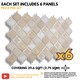 image 1 of NOVECRAFTO 3D Tile Effect Wall Panels – Cream Gold Arabesque Design with Glitter – Set of 6 PVC Sheets – 2.78m² (29.96sqft) – Kitchen & Bathroom Cladding