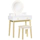 image 1 of HOMCOM Dressing Table Set with Mirror, Built-in 3 Color LED Light, Vanity Makeup Table with 4 Drawers and Cushioned Stool for Bedroom, White