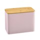 image 4 of Cooks Professional Diamond Pattern Bread Bin with Linen Bag & Bamboo Cutting Board Lid | Pink | Pink | 1
