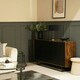 image 2 of ValueLights Charlie Brushed Chrome Stem Table Lamp Black Shade Black