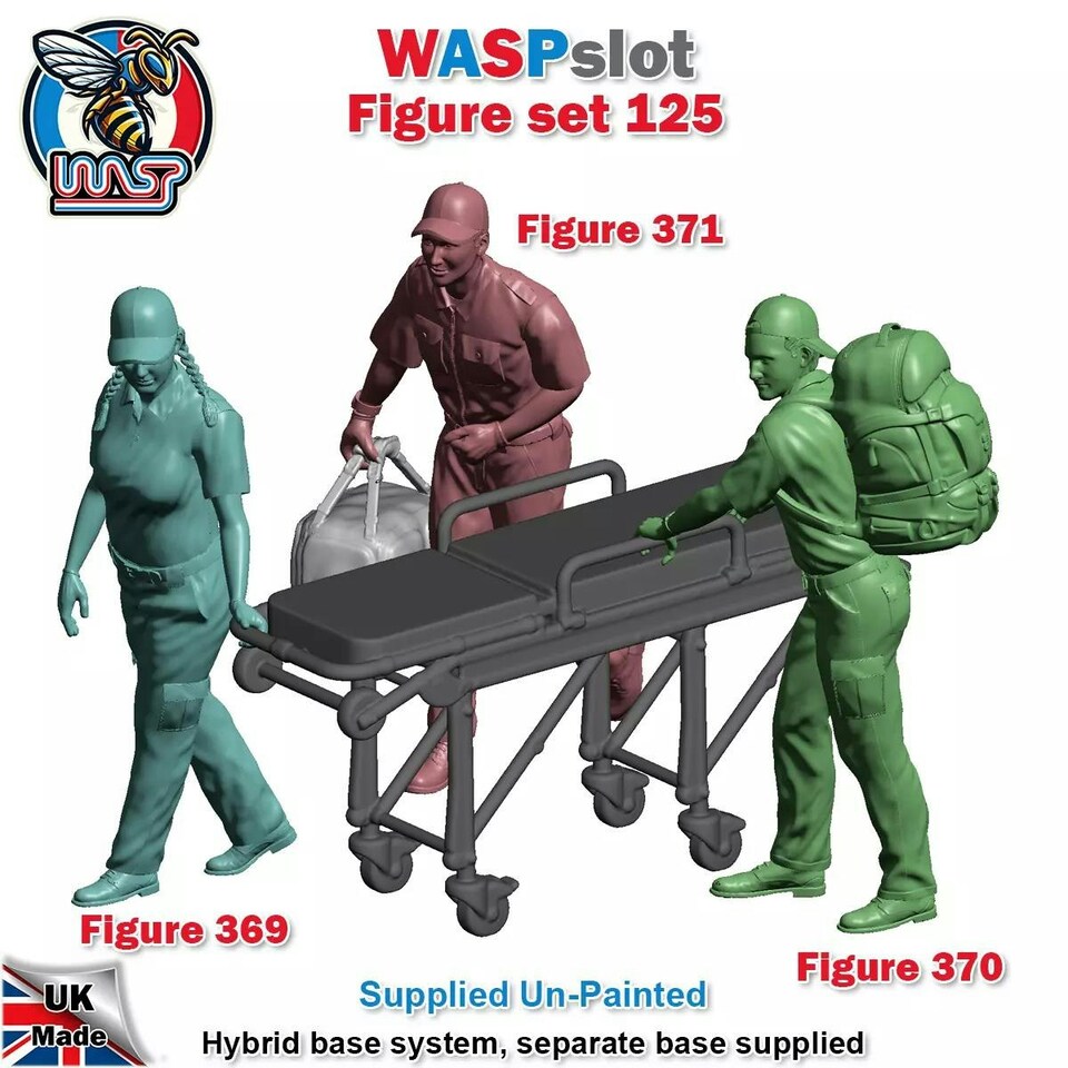 image 1 of Trackside Unpainted Figures Paramedics x 3 Scenery Set 125 1:32 Wasp