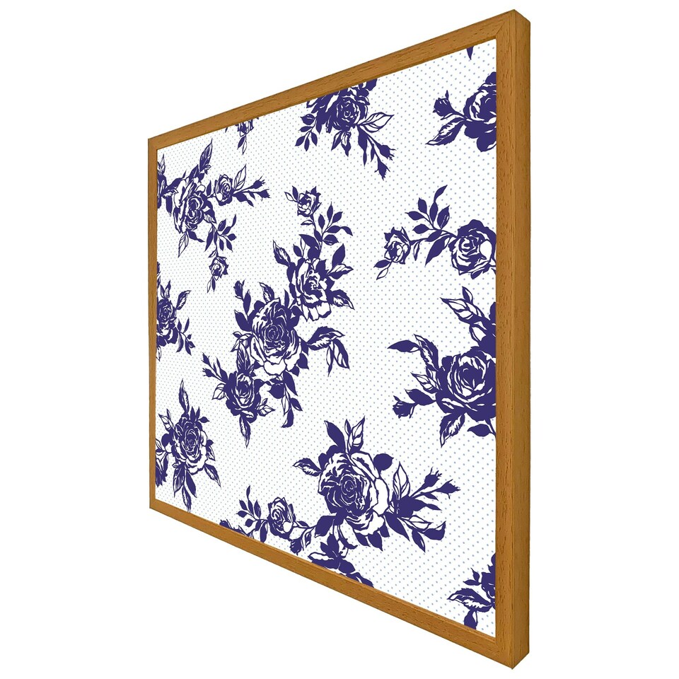 image 1 of Roses print on polka dots (Picture Frame) Black | XL