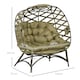 image 5 of Outsunny 2 Seater Egg Chair Outdoor with Cushion, Cup Pockets - Khaki