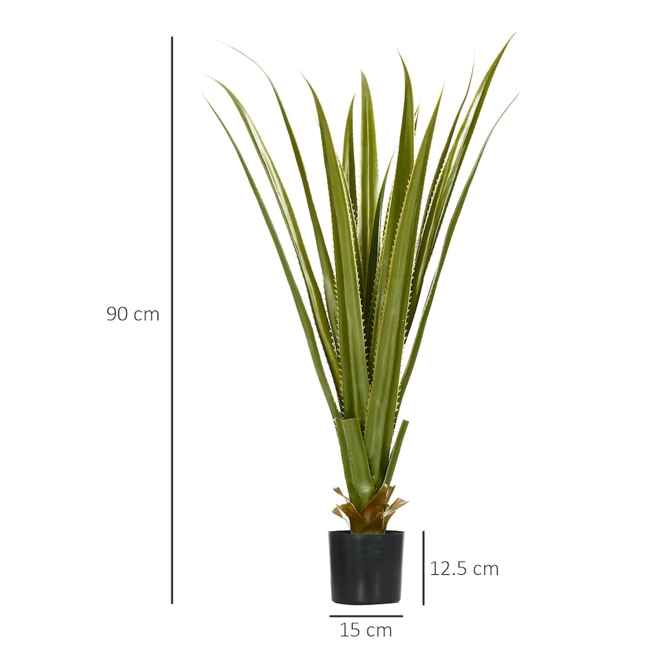 image 1 of HOMCOM Potted Artificial Plants Agave Succulent for Home Decor, 90cm