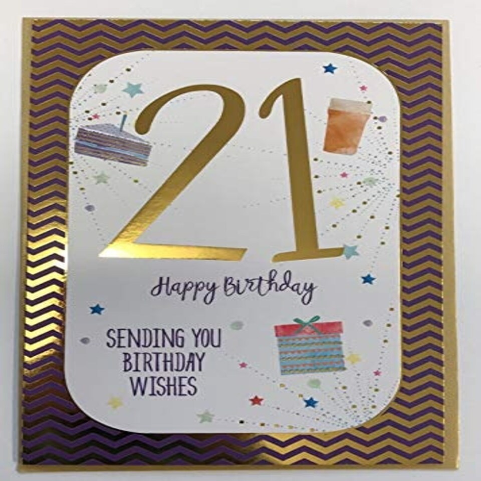 image 1 of 21st Birthday Card 21 Sending You Birthday Wishes