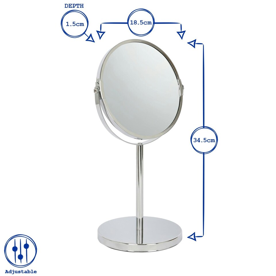 image 1 of Harbour Housewares Pedestal Mirror - 18.5cm x 34.5cm - Chrome Chrome