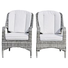 Direct Wicker 2-Piece Outdoor PE Rattan Dining Chairs, Grey | Grey