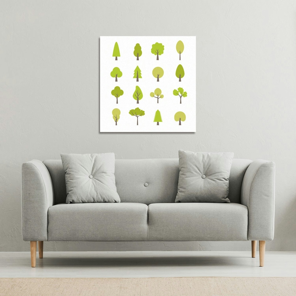 image 1 of Tree Illustrations (Canvas Print) 101 x 101 x 4cm