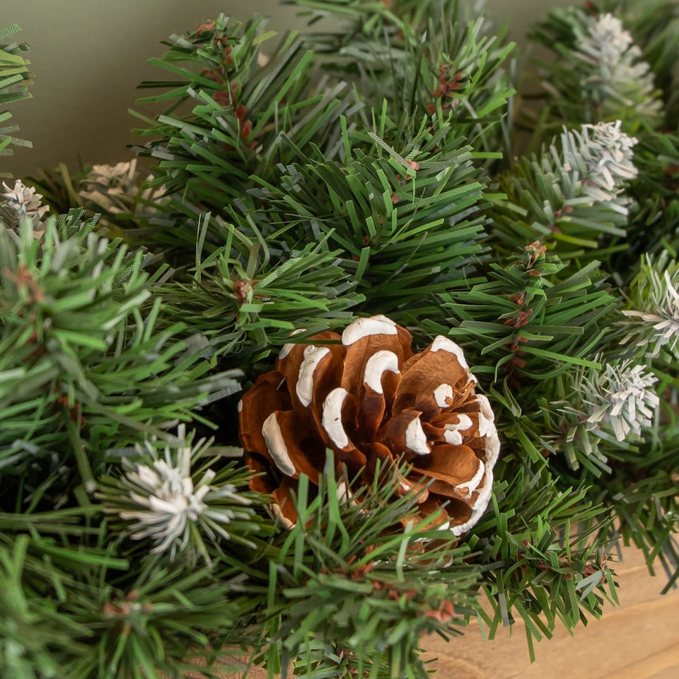 image 1 of 90cm Snow King Fir Christmas Swag Garland with Pine Cones & Snow Tips