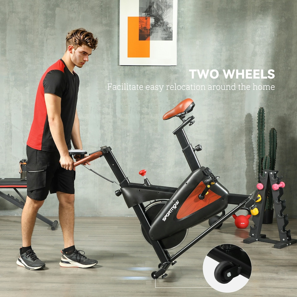 image 1 of SPORTNOW Quiet Stationary Exercise Bike with Adjustable Seat, Black