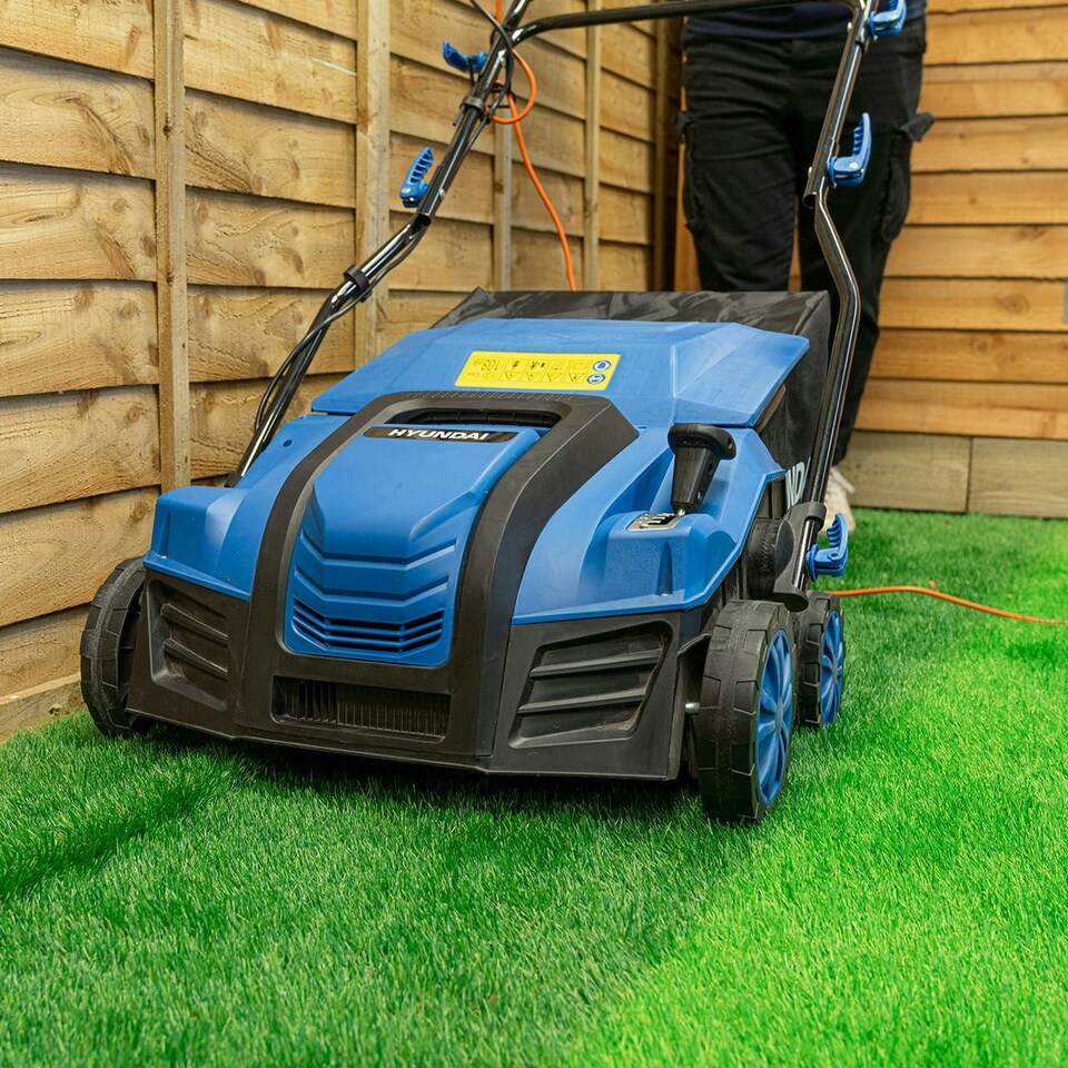 image 1 of Hyundai 2000W 16” / 40cm Artificial Grass Sweeper, Multi-Use Brush & 55L Collection Bag | HYSW2000E