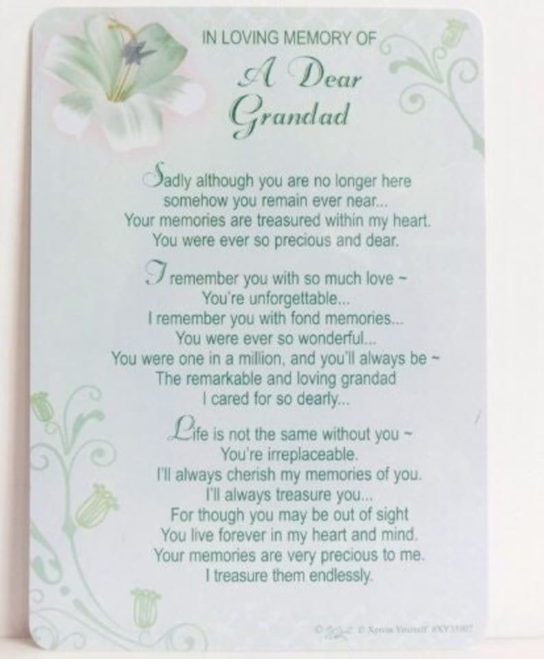 image 1 of Grave Card In Loving Memory Of A Dear Grandad