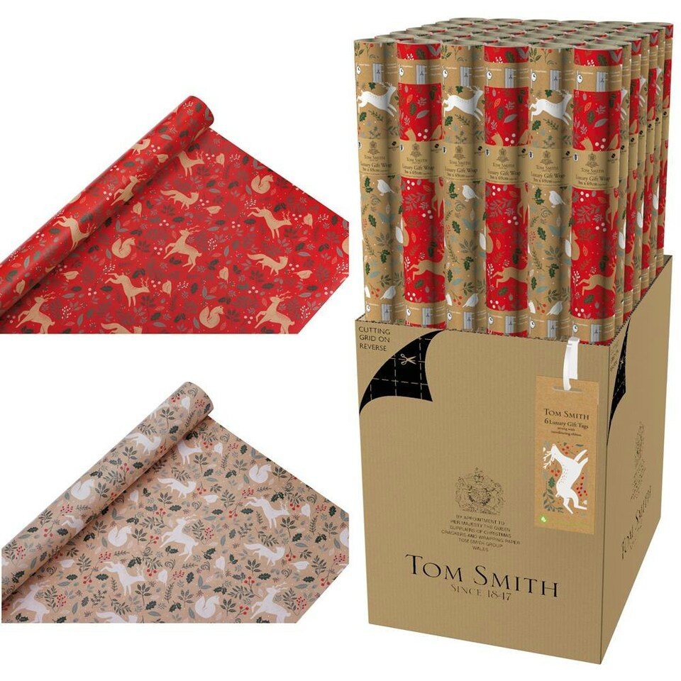 Pack of 2 3m Festive Christmas Woodland Gift Wrap Rolls