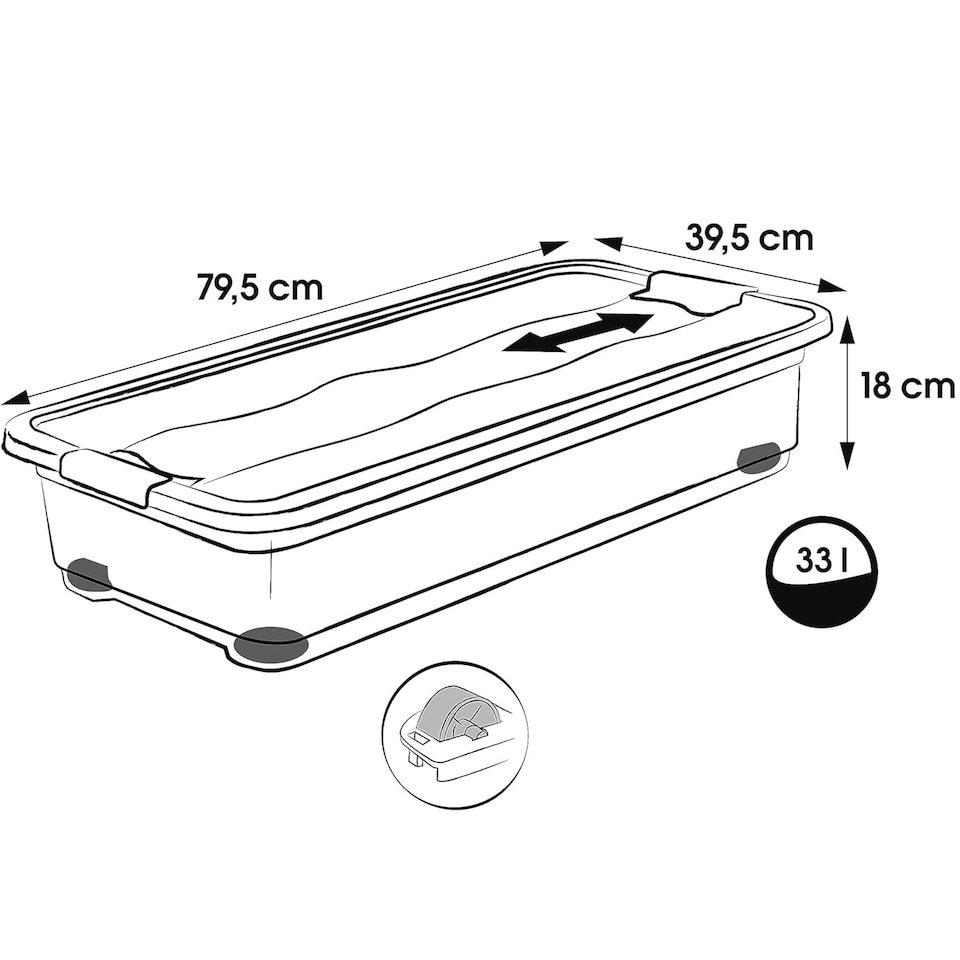 image 1 of Keeeper Crystal Box 33 Litre with Lid and Caster Wheels - Transparent