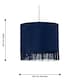 image 7 of First Choice Lighting Set of 2 Tassel Navy Blue Velvet with Chrome Inner Easy Fit 25cm Pendant Shades Blue | Chrome