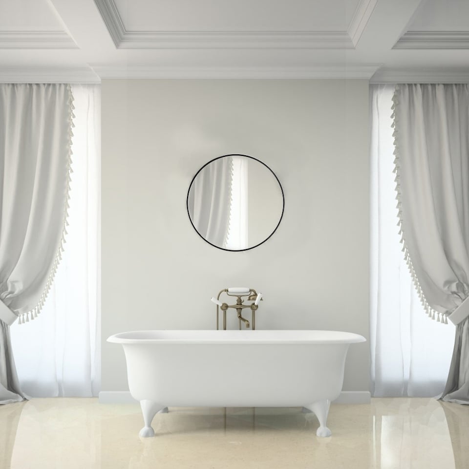image 1 of Living and Home 70cm Nordic Round Bathroom Wall Mirror | Black | 70cm