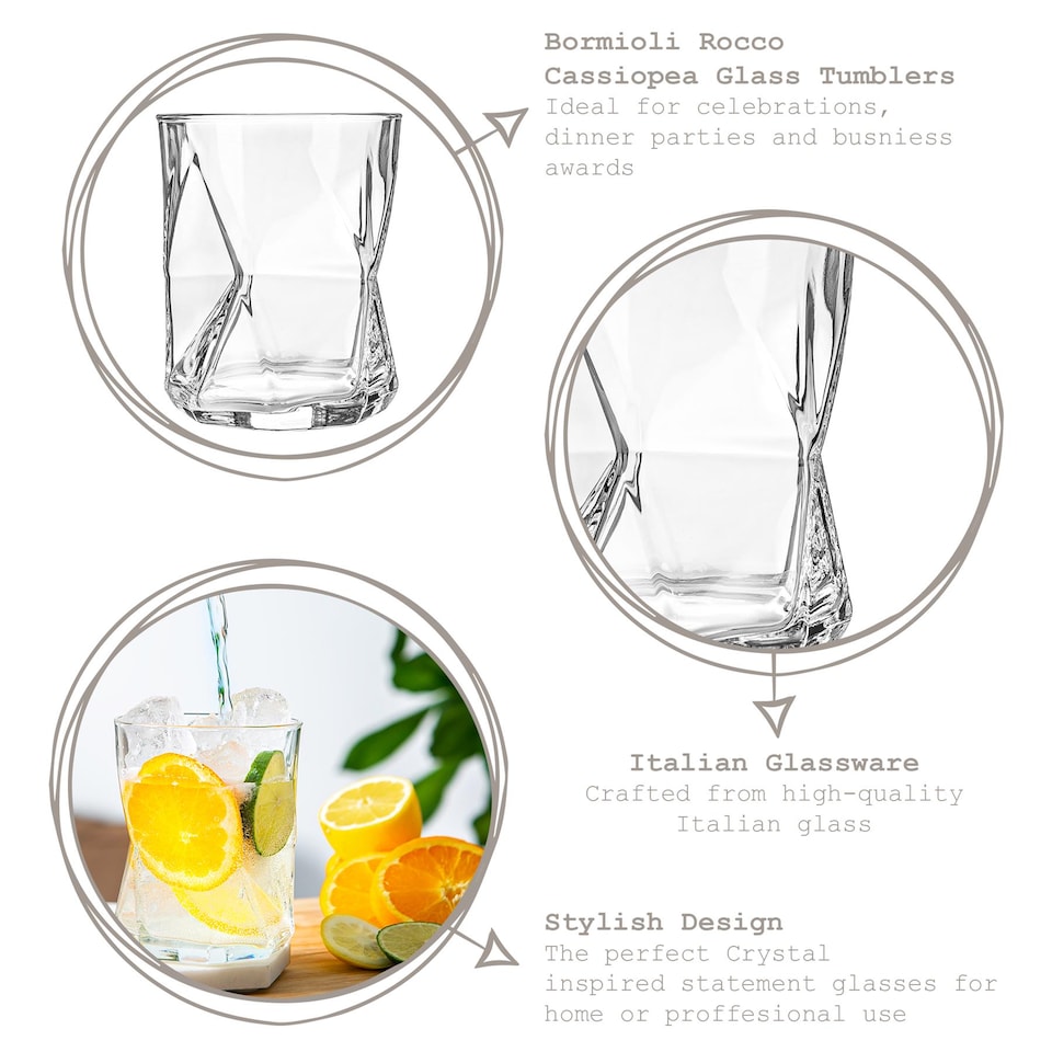 image 1 of Bormioli Rocco Cassiopea Double Whisky Glasses - 410ml - Clear - Pack of 6 | Clear | Clear