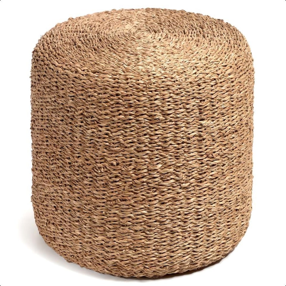 image 1 of Round Natural Jute Pouffe Ottoman Footstool