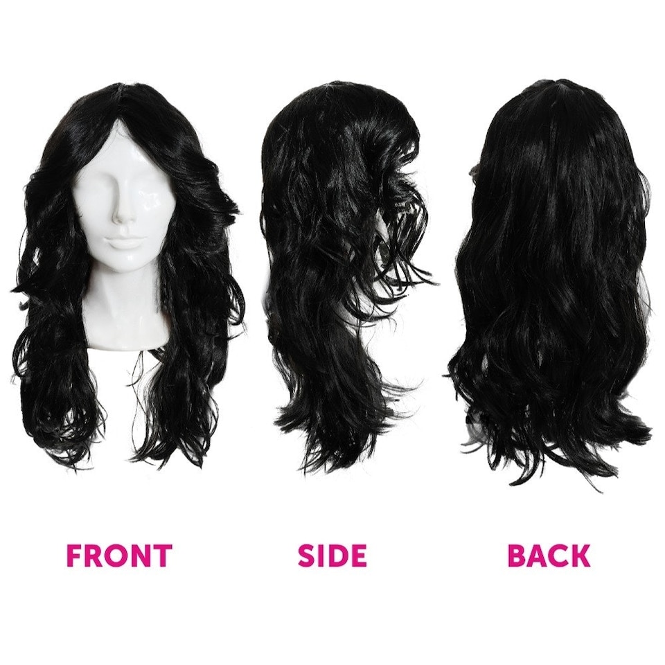image 1 of 70s Flick Wig – Black Retro Fancy Dress Hairpiece for Disco & Vintage Costumes Black | One Size