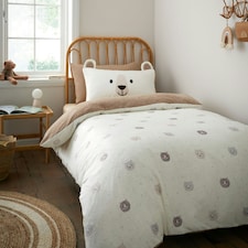 Catherine Lansfield Cosy Bear So Soft Duvet Cover Set Natural | Cream | Natural | Single