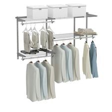 COSTWAY Wall Mounted Closet System Hanging Organizer Rack Grey | One Size