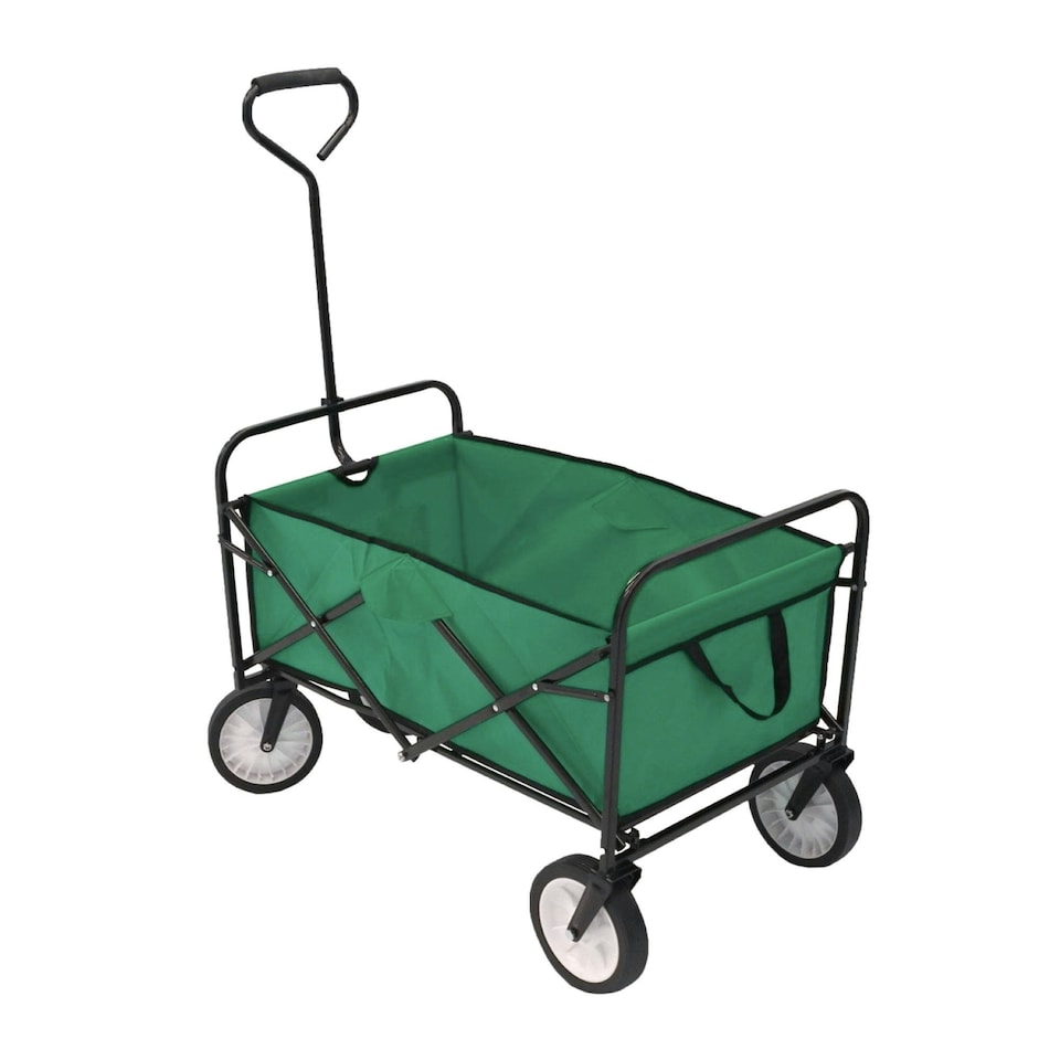 image 1 of Oypla Green Heavy Duty Foldable Garden Festival Trolley Folding Cart Wagon Truck Wheelbarrow