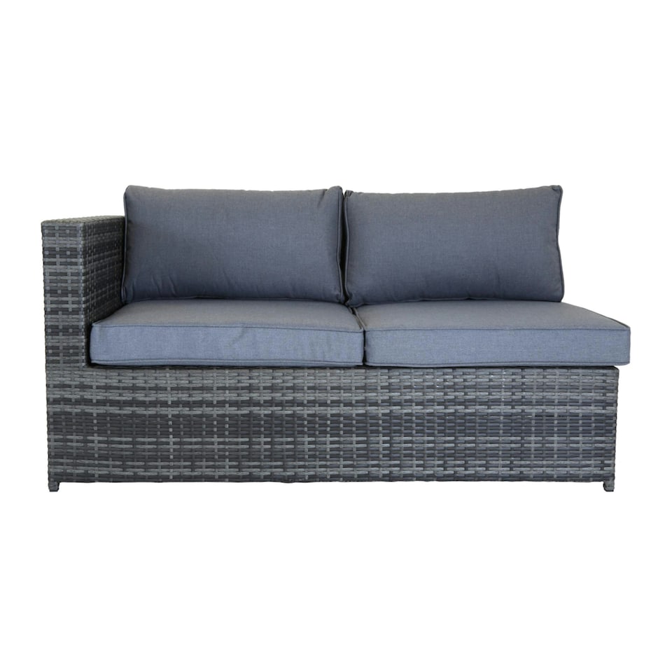 image 1 of Charles Bentley L-Shaped 3 Seater Outdoor Rattan Furniture Lounge Set Grey