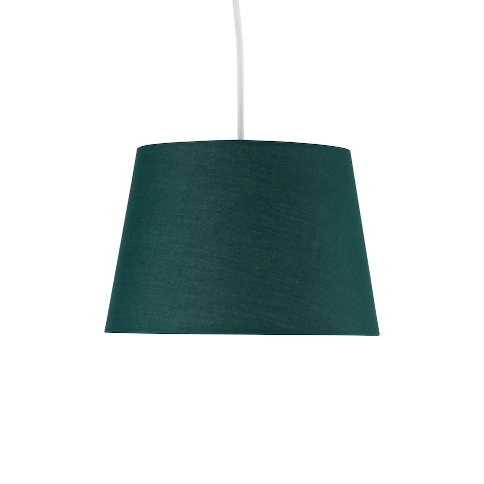image 1 of Set of 2 Dark Green 23cm Tapered Cylinder Pendant or Lamp Shades Green