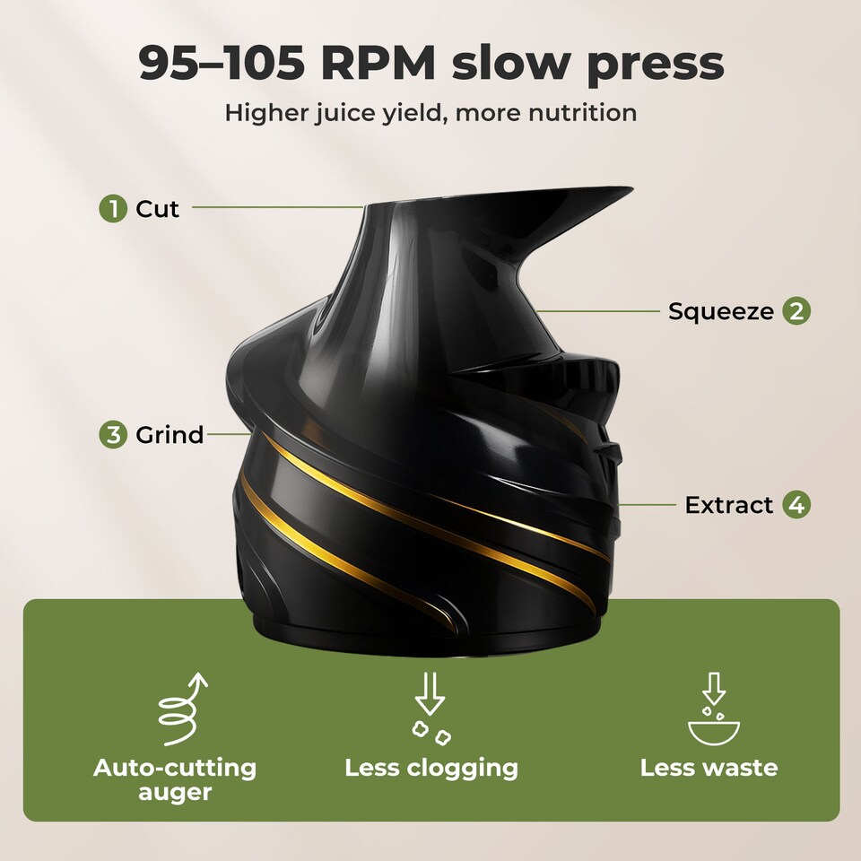 image 1 of Spector Slow Juicer Quiet Cold Press Easy Clean Household Juice Extractor