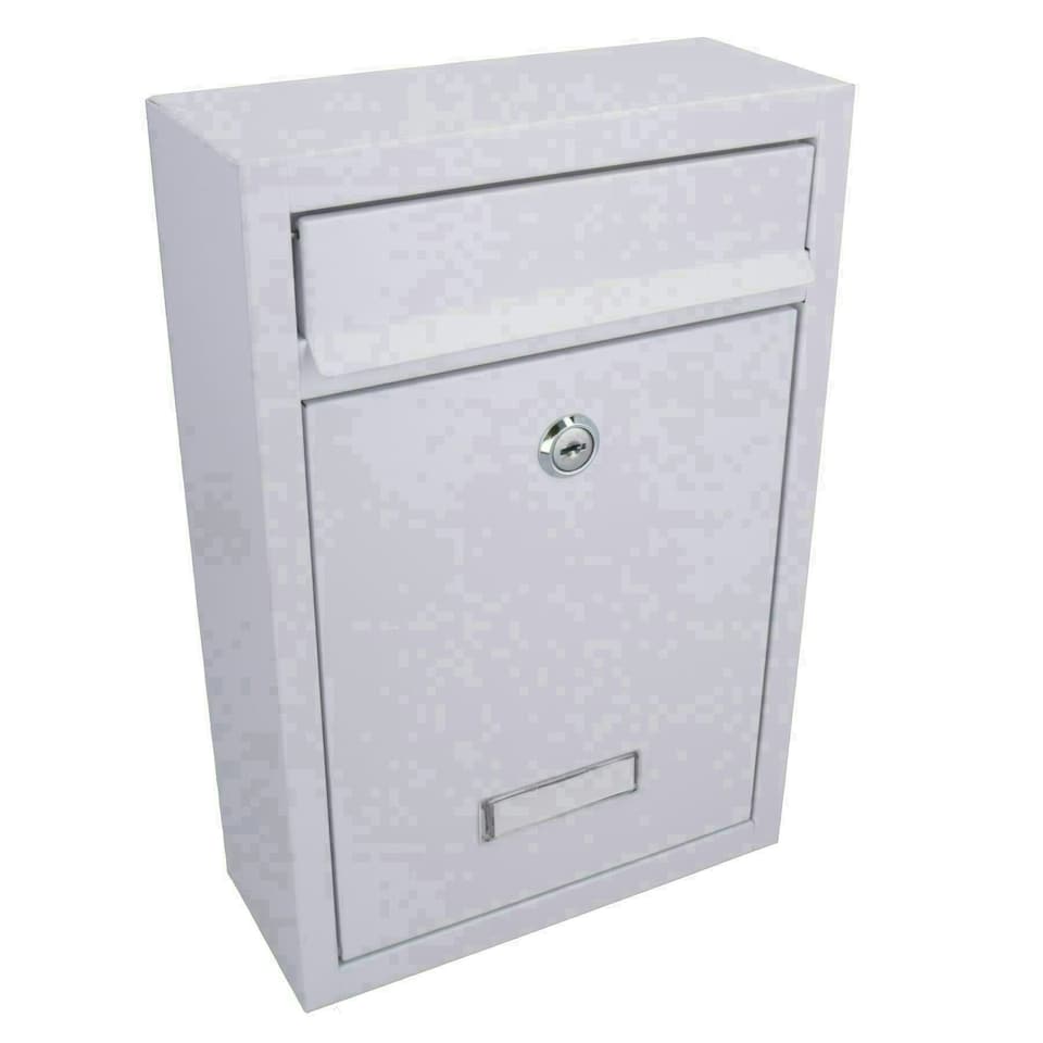image 1 of White Modern Style Letter Post Mail Box Metal Wall Door Gate House Lockable White