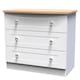 image 4 of Cumbria 3 Drawer Chest of Drawers in White Ash & Bardolino Oak (Ready Assembled) | White | White Ash & Bardolino Oak