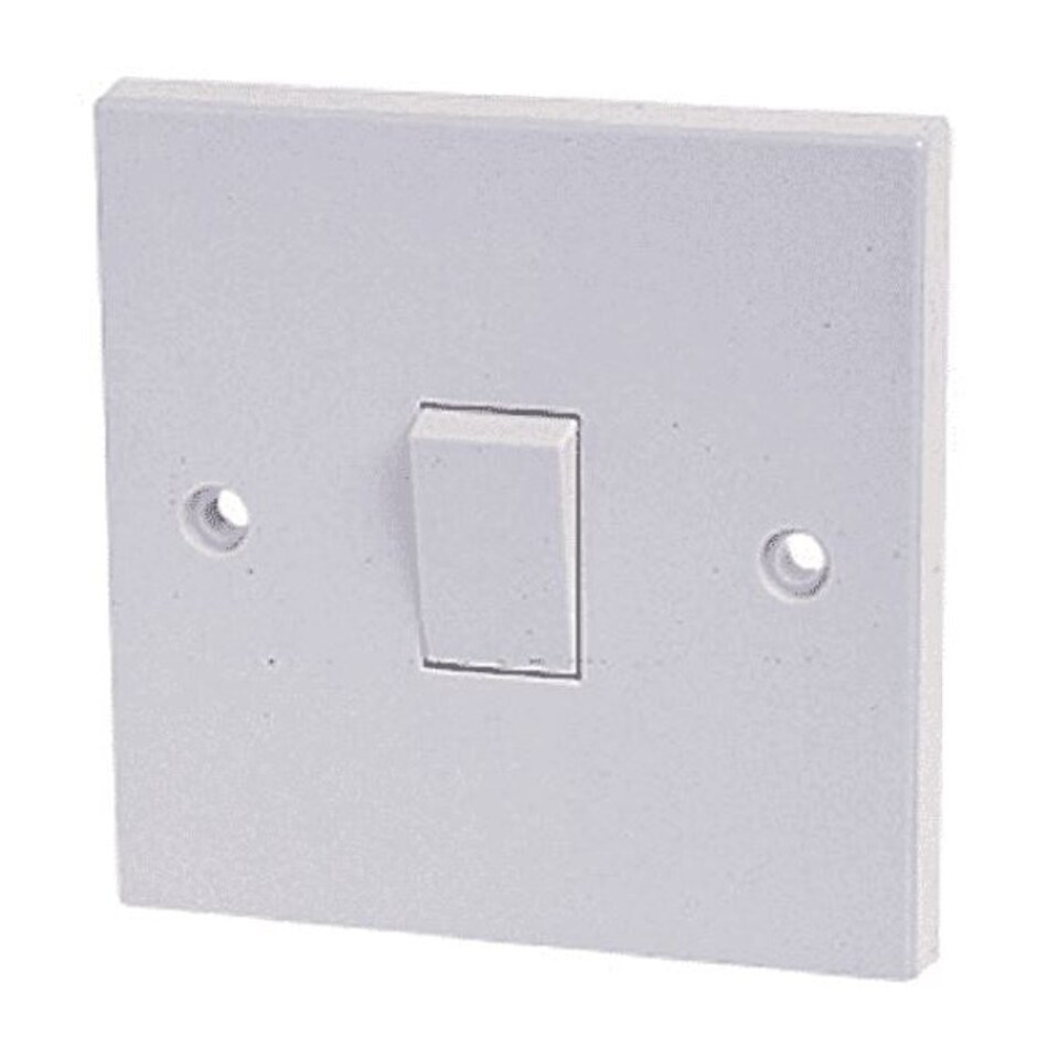 Dencon 10A 1 Gang 1 Way Light Switch - White - One Size