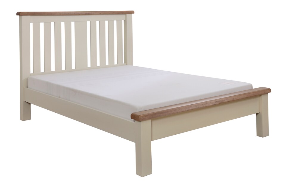 image 1 of 4ft6 Double Real oak & Ivory Cream Solid,strong,wood bed frame.Wooden bedstead | Cream | Double