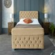 image 3 of Veneta Plush Beige Double Bed Frame - Beige