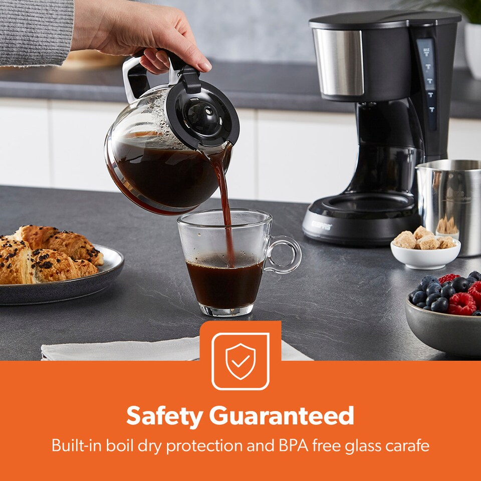 image 1 of GEEPAS 750ml Filter Coffee Machine 600W, Black