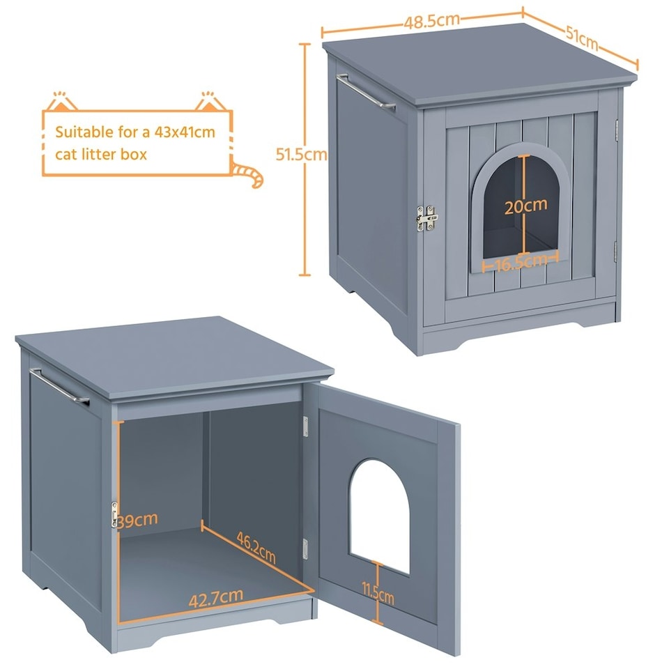 image 1 of Yaheetech Cat Litter Box Enclosures Grey | One Size