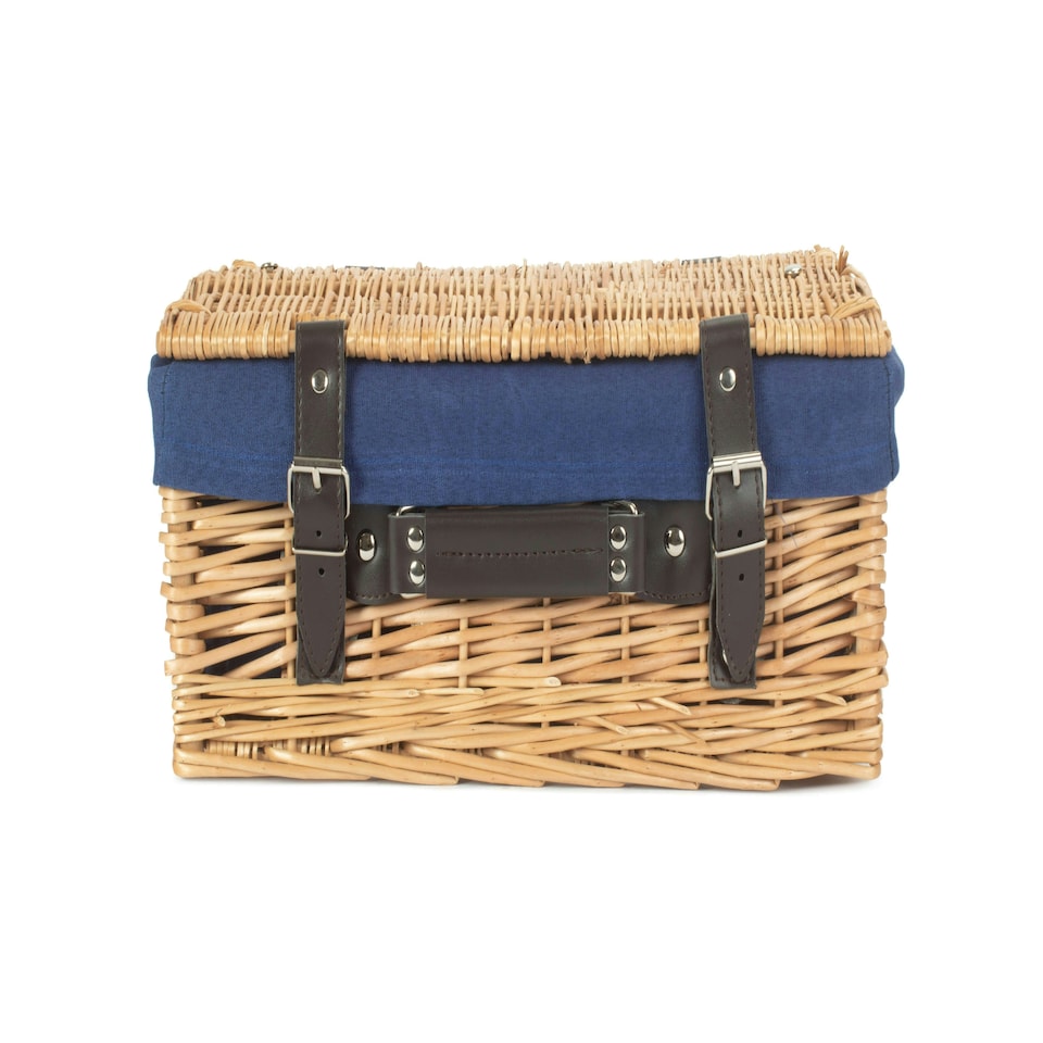 image 1 of 36cm Wicker Picnic Basket with Lining Blue | Blue | One Size