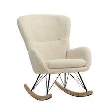 Living and Home Contemporary Rocking Chair with Removable Faux Wool Cushion - Off White