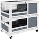 image 1 of PawHut Rabbit Hutch, Indoor Wooden House w/ Wheels, Trays, Grey