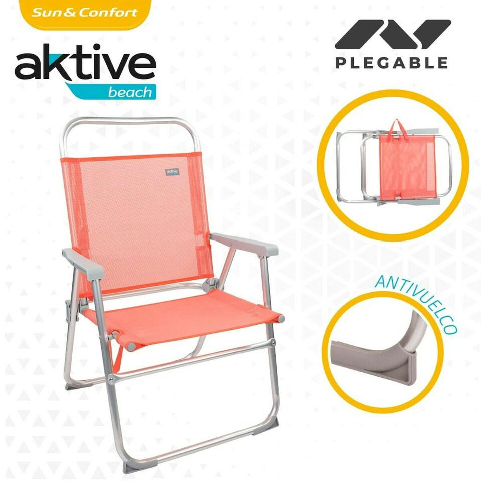 image 1 of Folding Chair Aktive Flamingo Coral 48 x 88 x 50 cm (4 Units) N/A