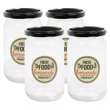 650ml Airtight Glass Storage Jars with Metal Lid | Clear | 4