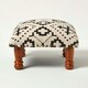 image 1 of Homescapes Reva Black Geometric Footstool - 40 x 40 x 25 cm
