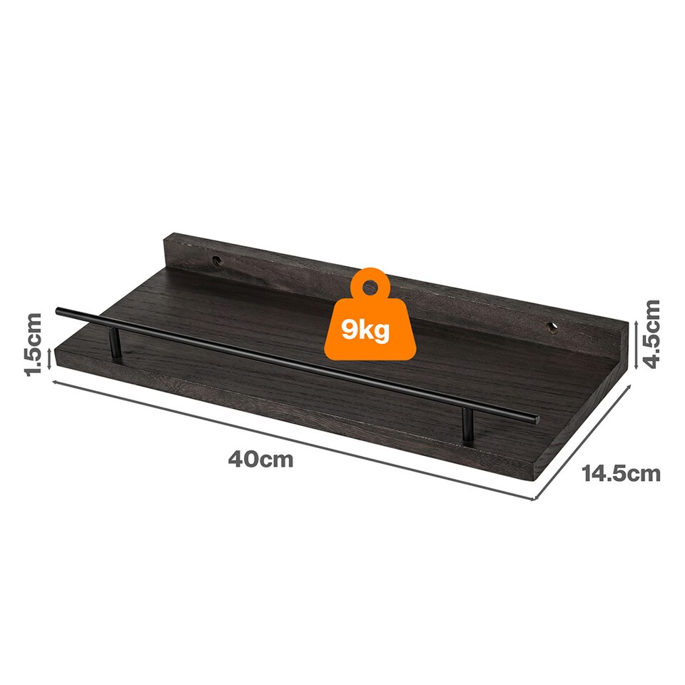 image 1 of Levede Floating Shelves Set of 3 Wooden Wall Mounted Shelves Storage Black